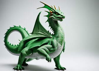 Obraz premium Green dragon, emotions, greeting, stylish suit. 