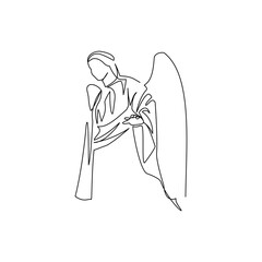 Angel drawn in line art style