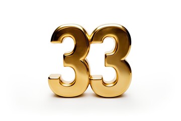 Fototapeta premium Gold Number 33 Thirty Three On White