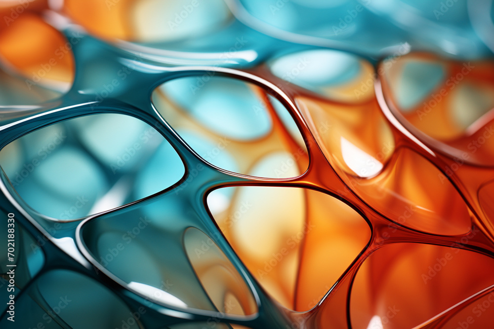 Poster a symphony of abstract shapes representing various biomedical elements, capturing the interdisciplin