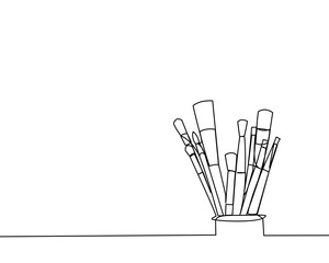 Brushes drawn in line art style