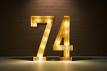 Gold Number 74 Seventy Four