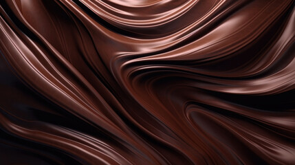 Melted chocolate background. Brown liquid swirls. Generative AI