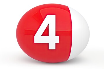Fototapeta premium Red Number 4 On White Background