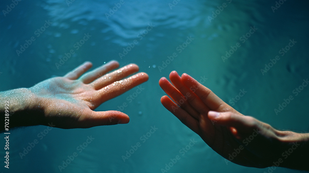 Poster an emotive image of hands reaching out to offer support, symbolizing the importance of compassion an
