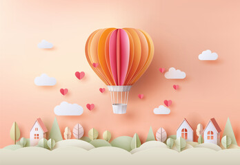 hot air balloon in a heart shape.