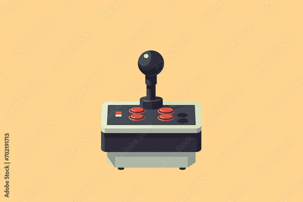 Fototapete A clean and minimal pixel art illustration of a retro arcade joystick, focusing on simplicity in gaming design.