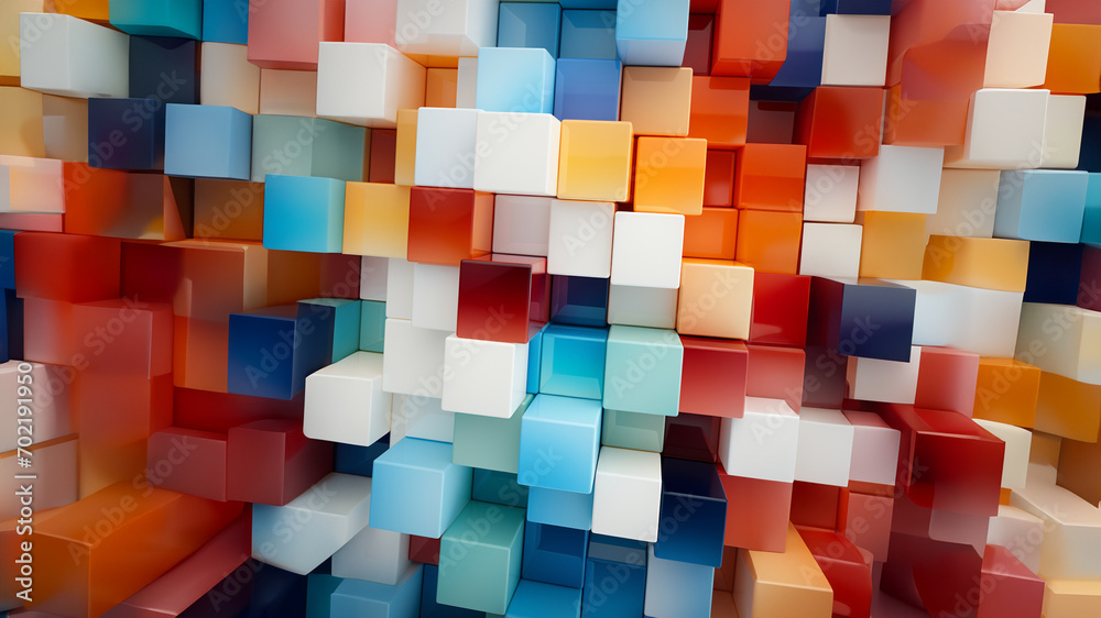 Leinwandbilder clean and minimal pixel art featuring an abstract pattern of cubes, emphasizing simplicity and geome