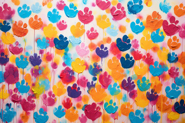 Vibrant image featuring paw prints on a colorful surface, creating a visually appealing and lively composition.