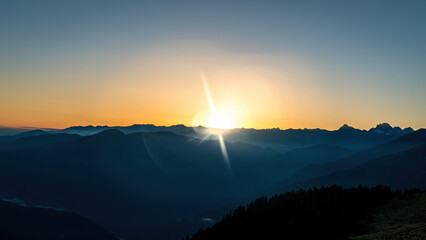 Sunrise at the Kackar Mountains in Black Sea Karadeniz region of Turkiye. As dawn breaks, the...