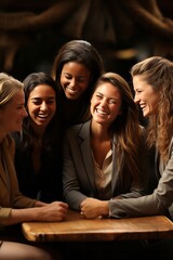 Fototapeta premium Diverse businesswomen working together, showcasing the strength of teamwork and collaboration, Generative AI