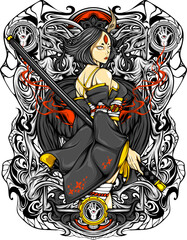 samurai girl illustration
