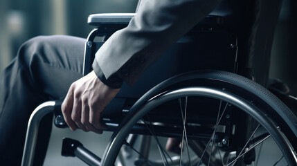 Obraz premium Close up view man in wheelchair