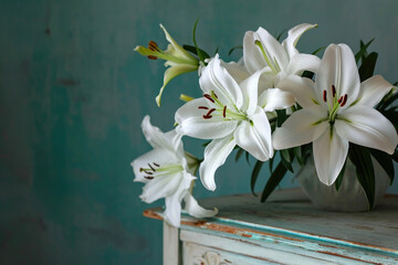 Minimalist Lily Arrangement by the Wall