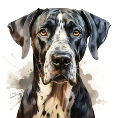 watercolor Great Dane clipart, Generative Ai