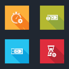 Set Time management setting, Fast payments,  and Hourglass icon. Vector