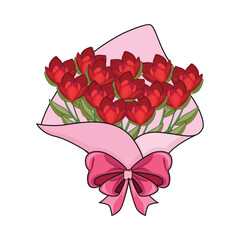 rose flower bouqet valentine day illustration