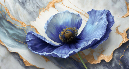 Tapeta, niebieski kwiat maku. Generative AI