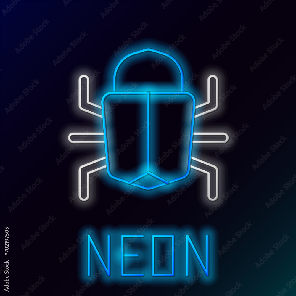 Aufkleber glowing neon line system bug concept icon isolated on black background. code bug concept. bug in the