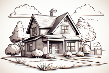 Simplistic line art of a house or home.