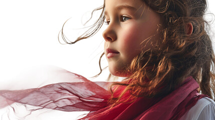 Girl Playing with Scarf on a transparent background