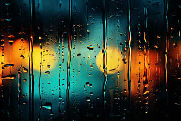 An abstract depiction of rain in a city using straight, vertical lines.