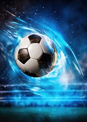 Fototapeta premium Football sport ball in action during match at the stadium, colorful. Generative Ai.