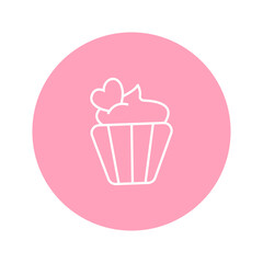 Cupcake with heart icon. Vector illustration.