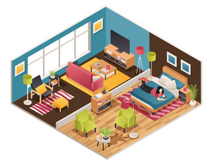 isometric furniture composition