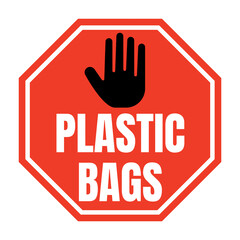 Stop plastic bags symbol icon