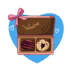 Illustration of valentine chocolate box 