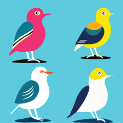 Set of birds in the winter vector 