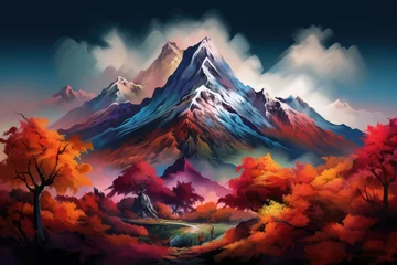 Rugzak Japan nature mountain with autumn leaves and landscape scenery in spring. Generative Ai. © annamaria