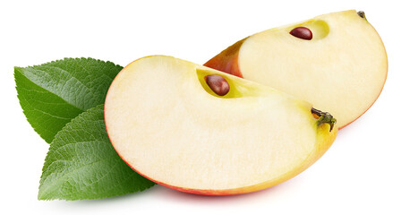 Fresh red apple leaf isolated on white