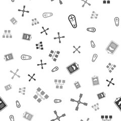 Set Timing belt kit, Wheel wrench, Car inspection and Gear shifter on seamless pattern. Vector