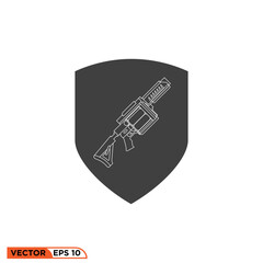 Grenade lanucher shield icon vector graphic of template 