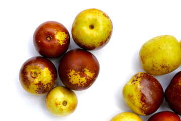 Fresh jujube fruit on white background