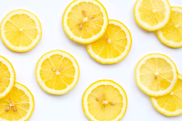Fresh lemon slices isolated on white