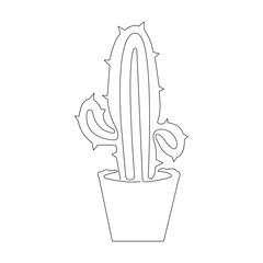 Continuous single-line art of cactus. Cute cactus one-line drawing vector and illustration