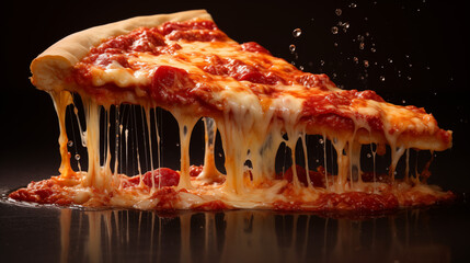 slice of pizza, with mozzarella and tomato