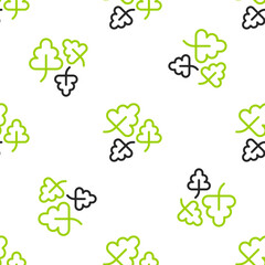 Line Oak leaf icon isolated seamless pattern on white background.  Vector