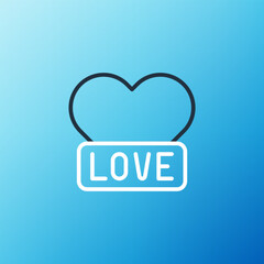 Line Heart icon isolated on blue background. Romantic symbol linked, join, passion and wedding. Happy Valentines day. Colorful outline concept. Vector