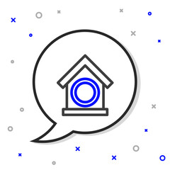 Line Dog house icon isolated on white background. Dog kennel. Colorful outline concept. Vector