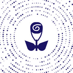 Blue Flower rose icon isolated on white background. Abstract circle random dots. Vector