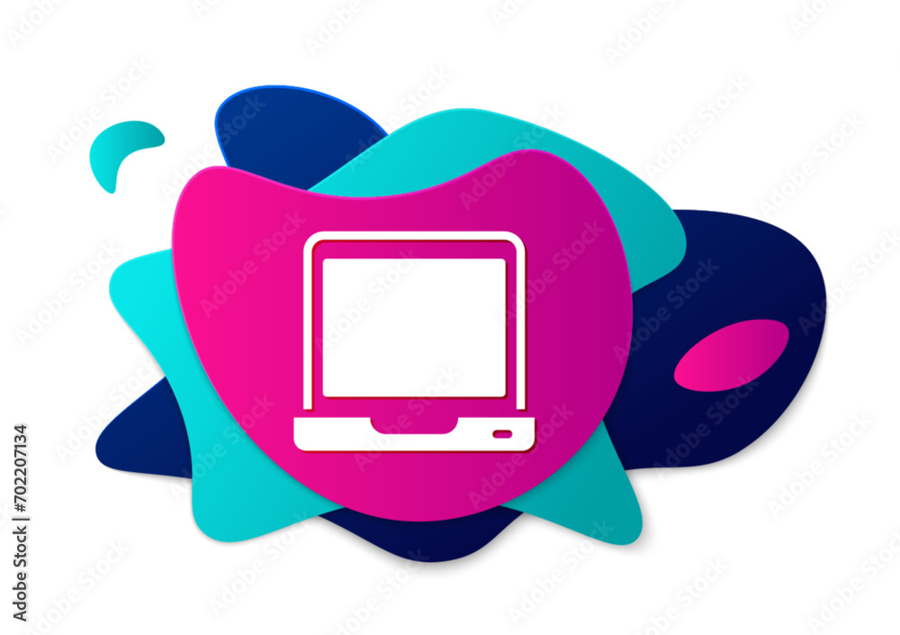 Poster color laptop icon isolated on white background. computer notebook with empty screen sign. abstract b