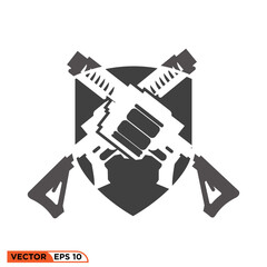 Grenade lanucher shield icon vector graphic of template 
