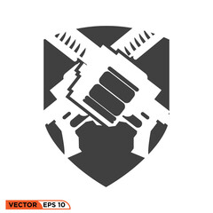 Grenade lanucher shield icon vector graphic of template 
