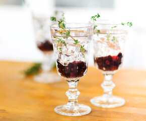 Fresh cold drinks with herbs