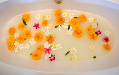 Flowers and water in the bath