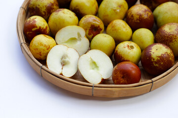 Fresh jujube fruit on white background